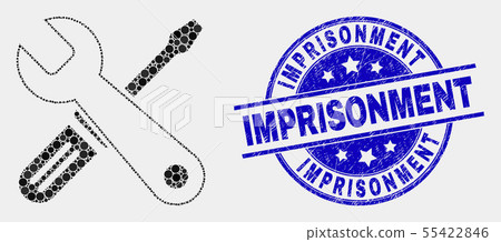Vector Dotted Repair Tools Icon and Grunge Imprisonment Seal 55422846