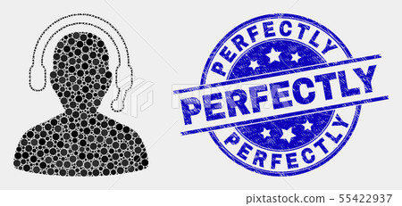 Vector Pixel Radio Operator Icon and Scratched Perfectly Watermark 55422937