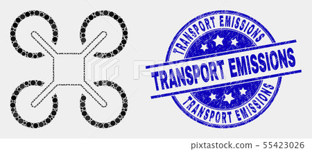 Vector Pixelated Quadcopter Icon and Scratched Transport Emissions Watermark Vector Pixelated Quadcopter Icon and Scratched Transport Emissions Watermark 55423026