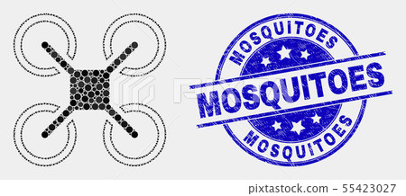 Vector Dot Quadcopter Icon and Grunge Mosquitoes Seal Vector Dot Quadcopter Icon and Grunge Mosquitoes Seal 55423027