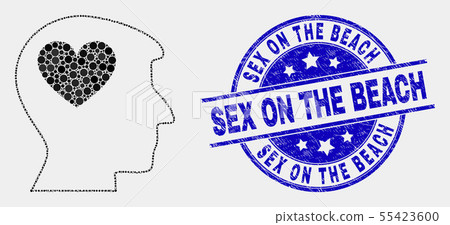 Vector Dotted Lovely Heart Man Head Icon and Scratched Sex on the Beach Stamp Seal Vector Dotted Lovely Heart Man Head Icon and Scratched Sex on the Beach Stamp Seal 55423600