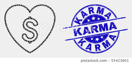 Vector Pixelated Love Price Icon and Grunge Karma Watermark Vector Pixelated Love Price Icon and Grunge Karma Watermark 55423601