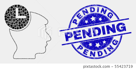 Vector Dot Head Clock Icon and Grunge Pending Seal Vector Dot Head Clock Icon and Grunge Pending Seal 55423719