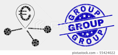 Vector Dotted Euro Location Links Icon and Grunge Group Seal Vector Dotted Euro Location Links Icon and Grunge Group Seal 55424022
