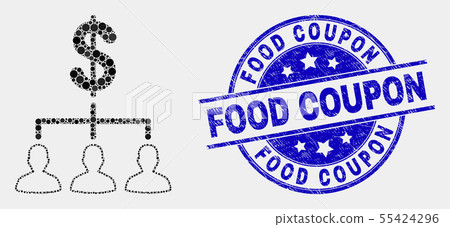 Vector Dotted Dollar Clients Structure Icon and Distress Food Coupon Seal 55424296