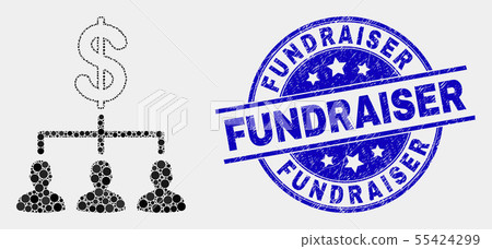 Vector Pixel Dollar Clients Structure Icon and Distress Fundraiser Watermark 55424299