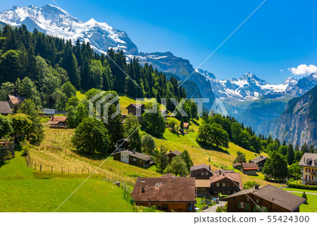 Mountain village Wengen, Switzerland 55424300