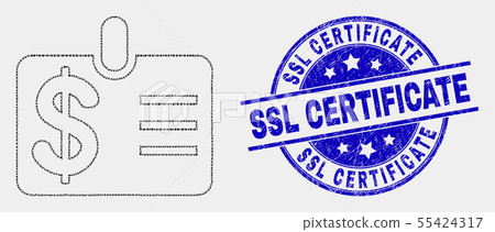 Vector Pixelated Dollar Badge Icon and Grunge SSL Certificate Stamp Seal 55424317