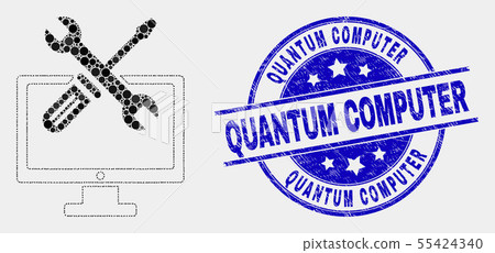 Vector Dotted Desktop Options Icon and Scratched Quantum Computer Watermark Vector Dotted Desktop Options Icon and Scratched Quantum Computer Watermark 55424340