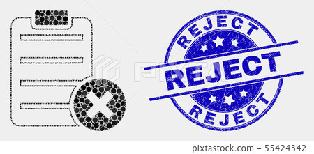 Vector Pixelated Delete Report Page Icon and Distress Reject Stamp Vector Pixelated Delete Report Page Icon and Distress Reject Stamp 55424342