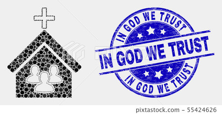 Vector Pixelated Church People Icon and Distress In God We Trust Stamp Seal Vector Pixelated Church People Icon and Distress In God We Trust Stamp Seal 55424626