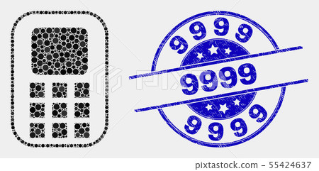 Vector Dotted Cellphone Icon and Scratched 9999 Watermark Vector Dotted Cellphone Icon and Scratched 9999 Watermark 55424637