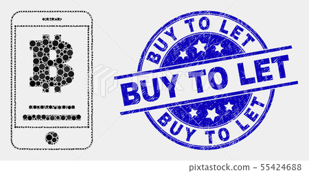 Vector Dotted Bitcoin Mobile Account Icon and Grunge Buy to Let Seal 55424688