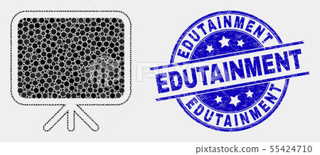 Vector Pixelated Banner Board Icon and Scratched Edutainment Stamp 55424710