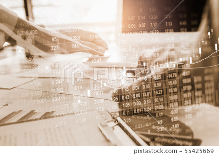 Stock market or forex trading graph and candlestic 55425669