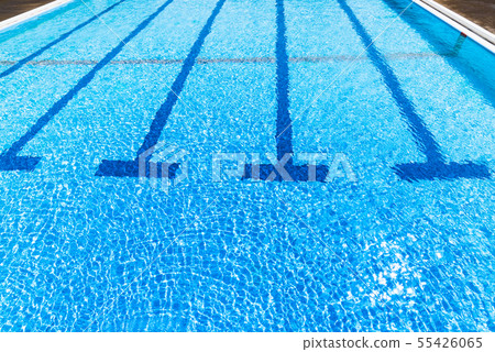 Summer outdoor swimming pool, water shadow 55426065