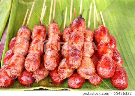 grilled sausages at street food grilled sausages at street food 55426322