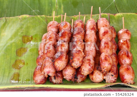 grilled sausages at street food grilled sausages at street food 55426324