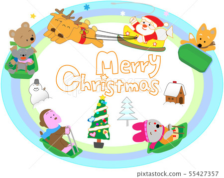 Santa Claus playing in winter sports with... - Stock Illustration ...