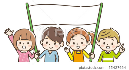 有旗幟的孩子們 55427634