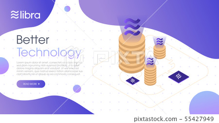 Libra cryptocurrency web template design 55427949