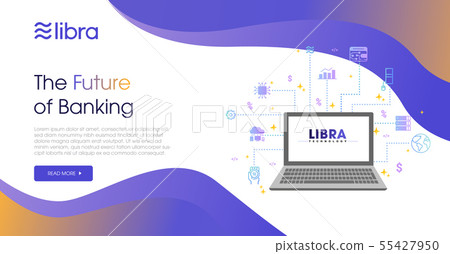 Libra cryptocurrency web template design 55427950