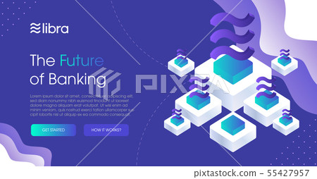 Libra cryptocurrency web template design 55427957