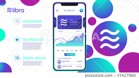 Libra cryptocurrency web template design 55427960