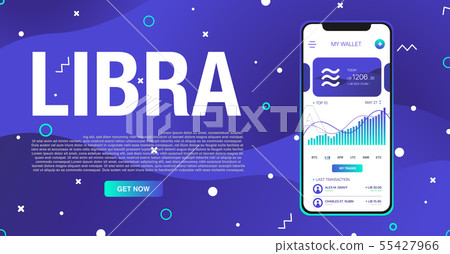 Libra cryptocurrency web template design 55427966
