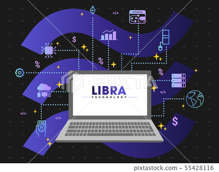 Libra cryptocurrency vector template design  55428116