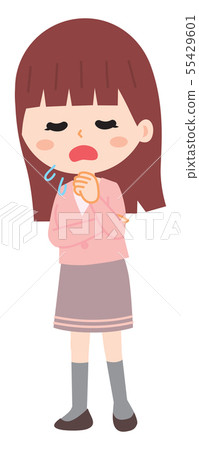 Illustration of a woman who coughs Illustration of a woman who coughs 55429601