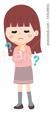 Illustration of a woman with a question Illustration of a woman with a question 55429602