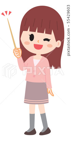 Illustration of a woman with pointing finger Illustration of a woman with pointing finger 55429603