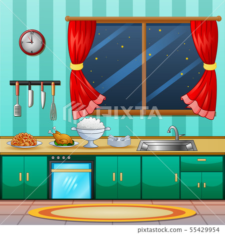 Background of kitchen interior with cuisine 55429954
