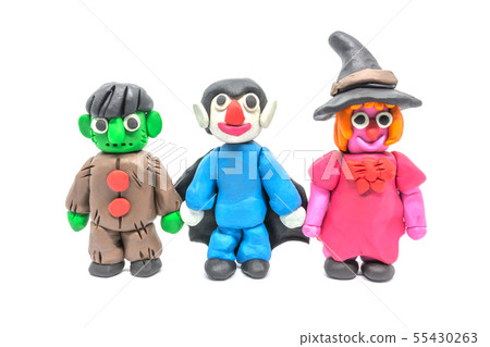 Play dough Dracula and Witch and Monster on white Play dough Dracula and Witch and Monster on white 55430263
