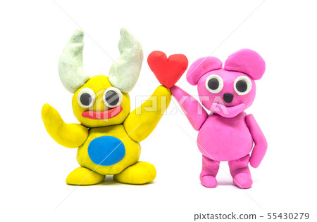 Play dough Beetle and Bear on white background 55430279