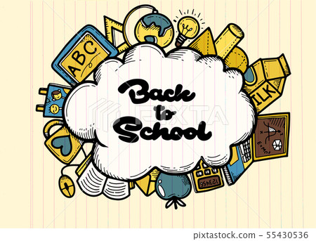 Back To School Banner With Texture From Line Art Stock