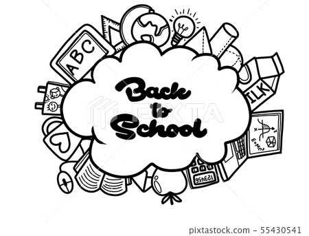 Back To School Banner With Texture From Line Art Stock