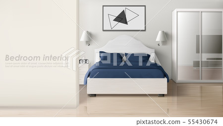 Bedroom interior in monochrome colors, modern home Bedroom interior in monochrome colors, modern home 55430674