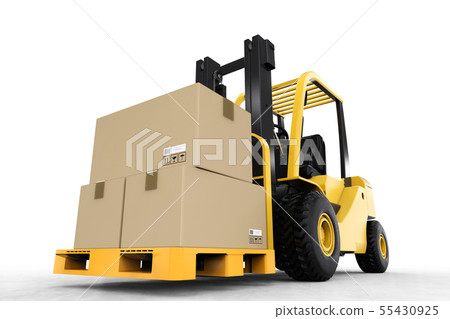 forklift truck with cardboard boxes forklift truck with cardboard boxes 55430925