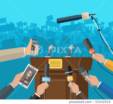 Press conference concept, news, media, journalism. Press conference concept, news, media, journalism. 55432019