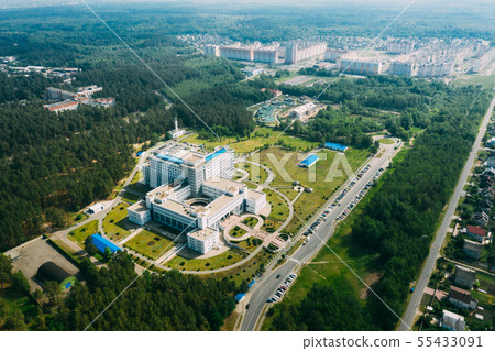 Gomel, Belarus. Aerial View OF Building Of Republican Scientific Center For Radiation Medicine And Gomel, Belarus. Aerial View OF Building Of Republican Scientific Center For Radiation Medicine And 55433091