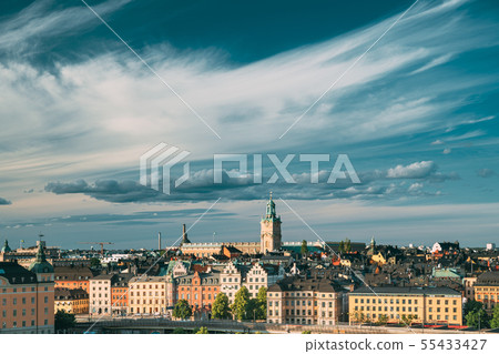 Stockholm, Sweden. Scenic Skyline View Of Old Town With Tower Of Storkyrkan - The Great Church Or 55433427