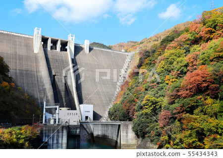 Miyagase Dam of autumn leaves 55434343