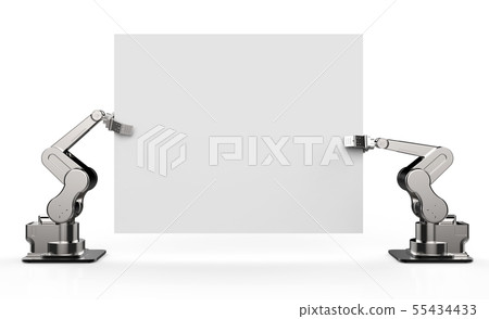 robot arm holding white blank paper robot arm holding white blank paper 55434433