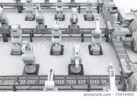 robotic arm with conveyor line 55434469