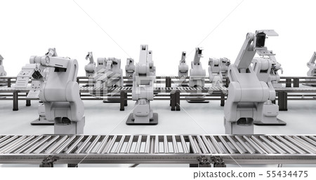 robotic arm with conveyor line 55434475