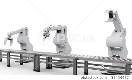 robotic arm with conveyor line 55434482