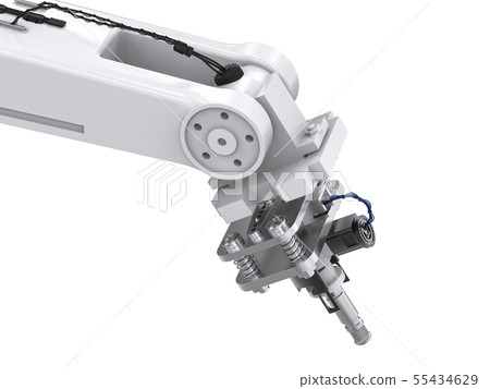 welding robotic arm isolated on white 55434629