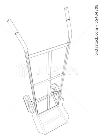 Outline delivery trolley or hand truck. Vector 55434809